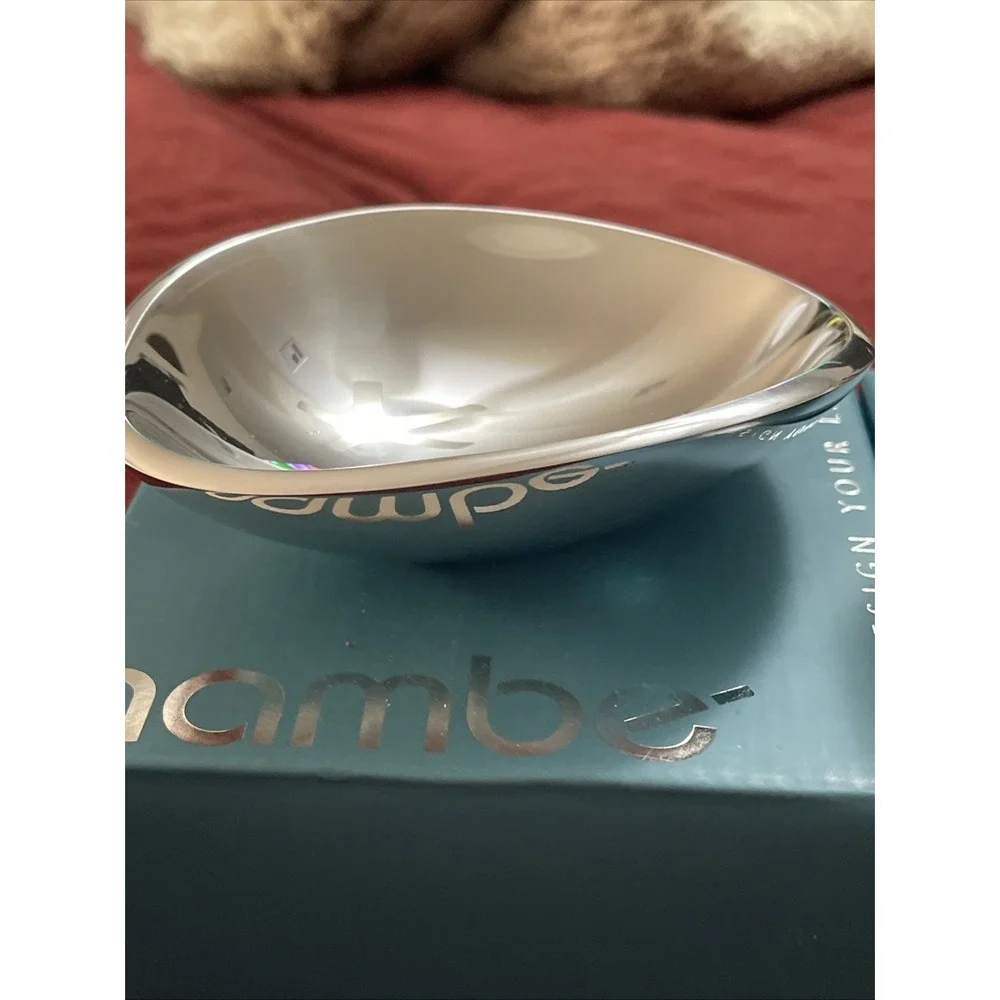 2- Nambe Tri Corner & Butterfly Small Bowls Silver Alloy Metal MT0809 & MT0808